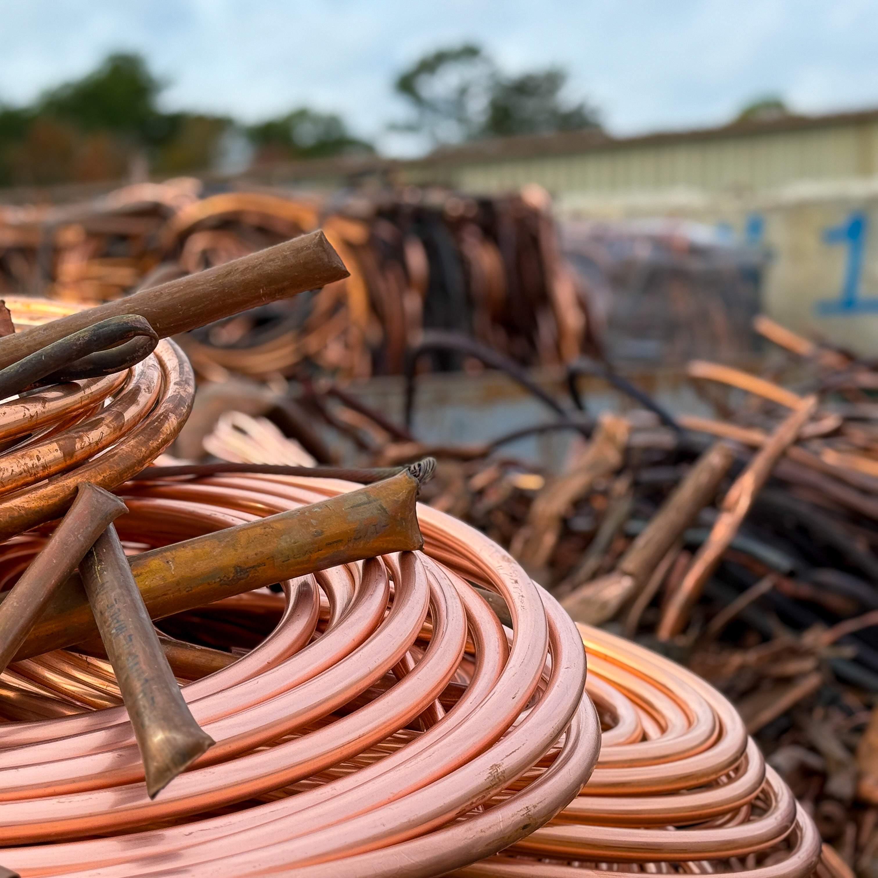 Close-up of bright, shiny copper wire