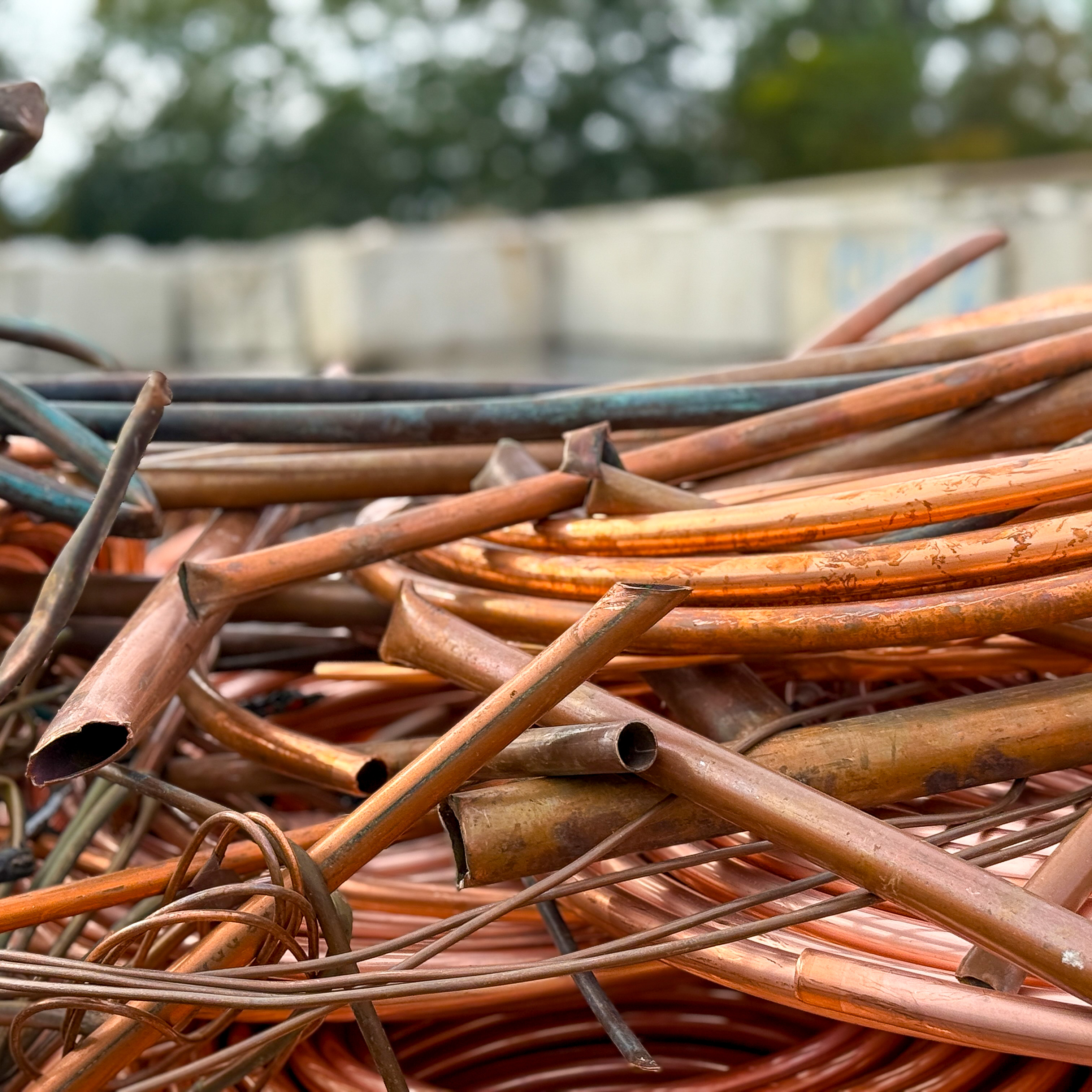 Stripped copper wire bundled together