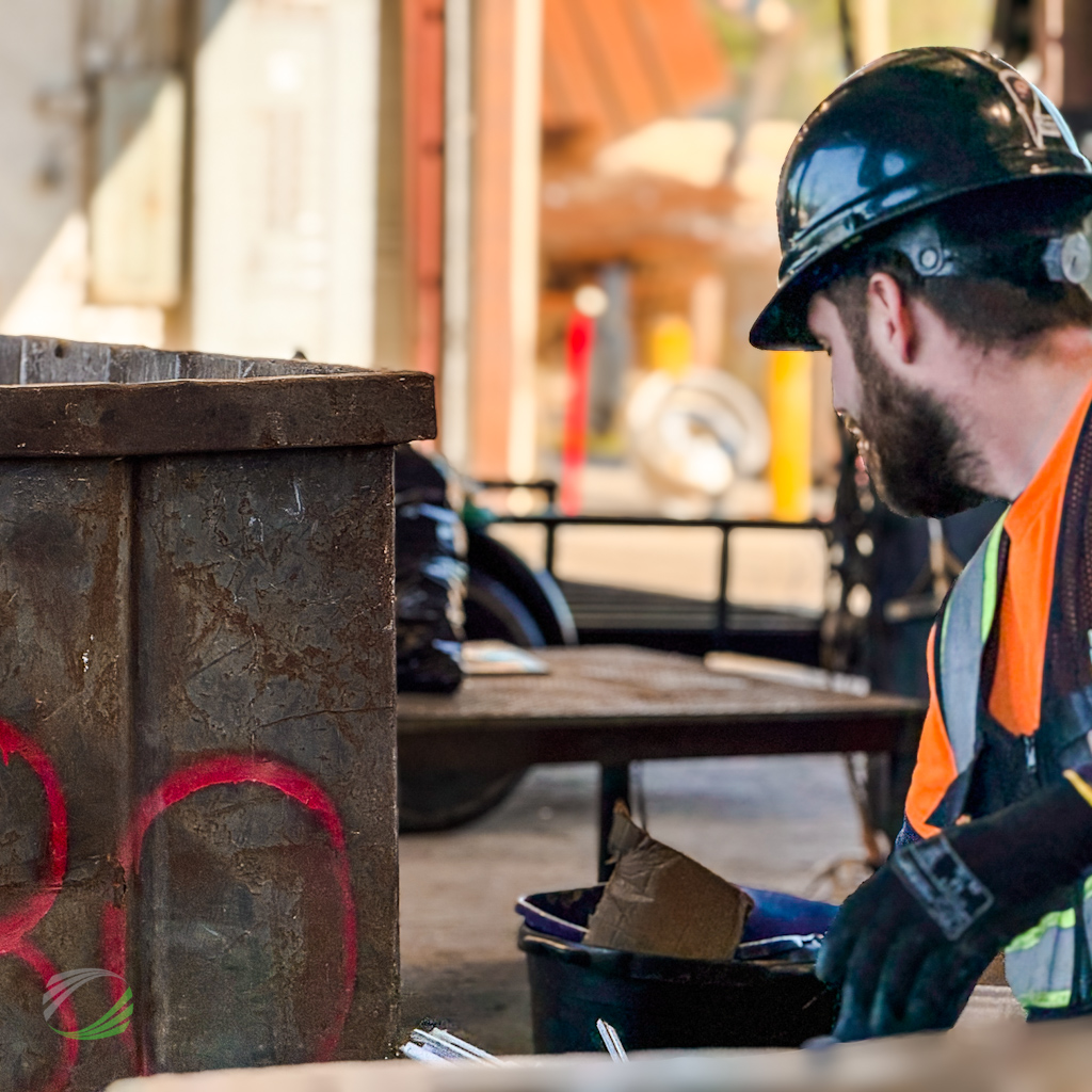 Experienced teammate weighting up scrap metal at Jacksonville Metal Recycling yard