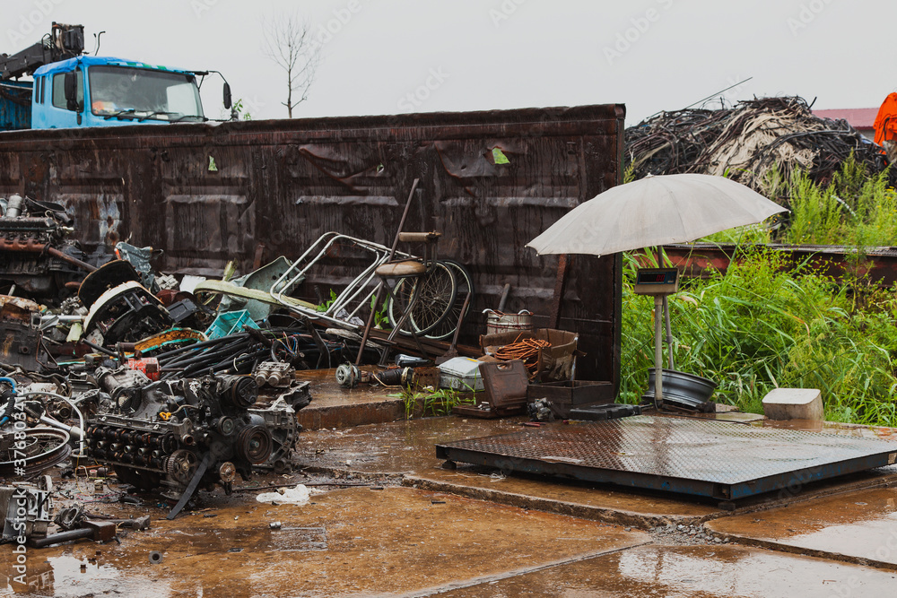 Scrap being weighed on a scale for transparent payouts